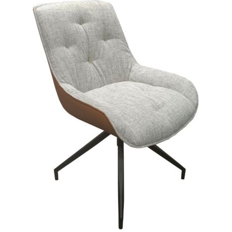 Sedia tessuto grigio chiaro e retro in ecopelle aragosta Agora