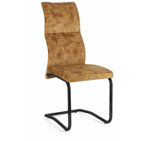 Sedia Thelma con struttura in acciaio, per arredo interno 43,5 x 62 x h 102 cm -Giallo / Confezione da 2 pezzi