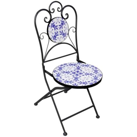 SEDIA TONDA IN METALLO PIEGHEVOLE 38 X 91 CM DECORI BLU