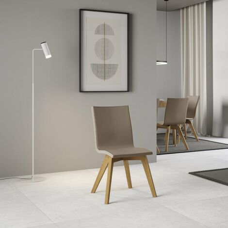 Sedia "Torino" con gambe in legno color quercia per arredamento casa -Tortora