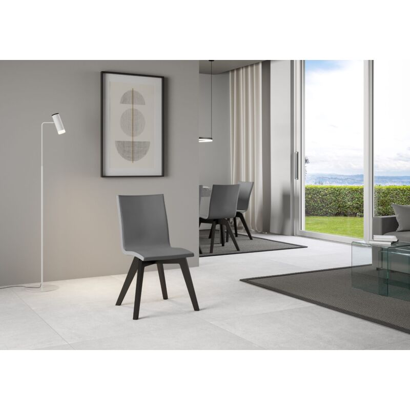 Sedia Genova con gambe in legno color antracite