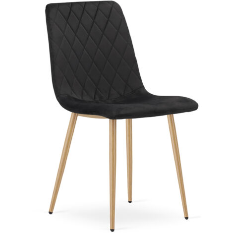 Sedia TURIN - velluto nero / gambe color legno x 1