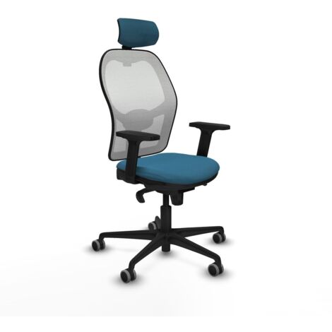 Sedia Ufficio con Poggiatesta Piqueras y Crespo 2D036G2 Bianco Verde petrolio