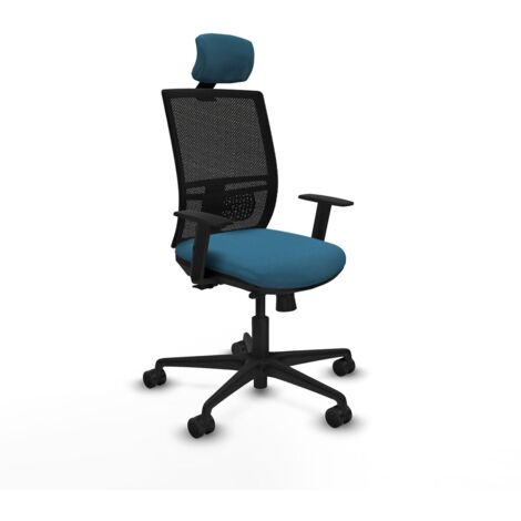 Sedia Ufficio con Poggiatesta Yunquera traslack Piqueras y Crespo 1D036N2 Nero Verde petrolio