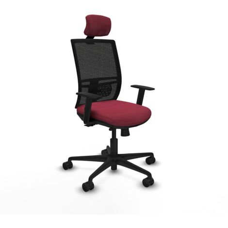 Sedia Ufficio con Poggiatesta Yunquera traslack Piqueras y Crespo 1D036N2 Rosso Granato