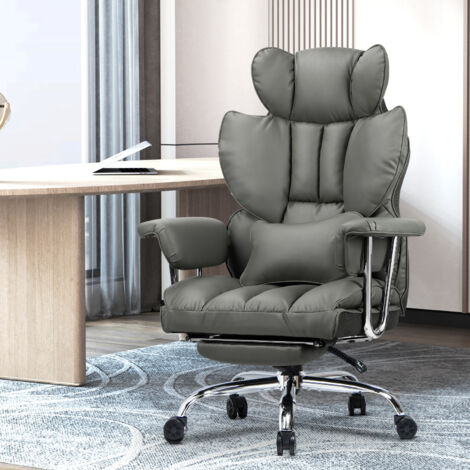 Poltrona Ufficio con Massaggio e Riscaldamento - Altezza Regolabile 66x67x113-121cm Grigio | Leroy Merlin