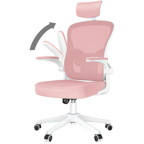 Sedia ufficio ergonomica - bigzzia Sedie da scrivania - con Supporto Lombare e Poggiatesta Regolabile - 90° Bracciolo Regolabile -Poltrona da Studio Ufficio - Rosa