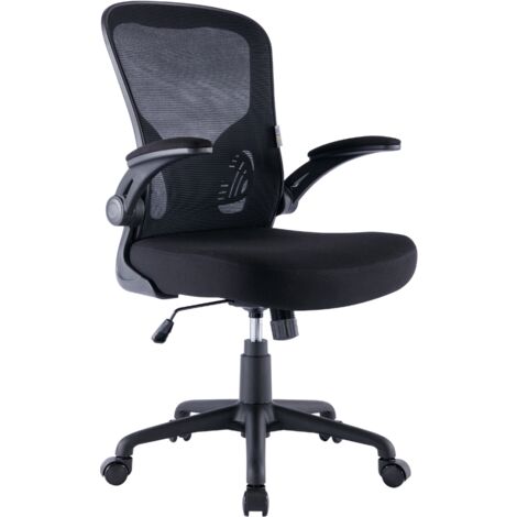 Sedia Ufficio Ergonomica Girevole Reclinabile Poltrona da Scrivania con Braccioli, Regolabile in Tessuto - Nero