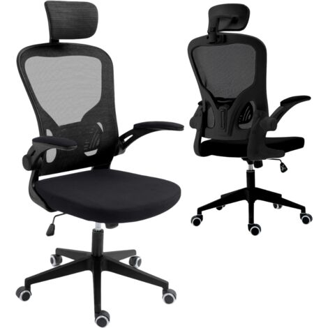 Sedia Ufficio Ergonomica Poltrona Scrivania Girevole con Braccioli - Nero - black