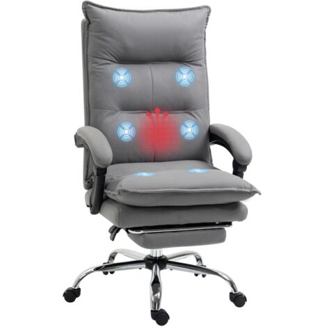 Sedia ufficio massaggio e riscaldamento, altezza regolabile, schienale reclinabile, 66x74x121,5 cm, grigio