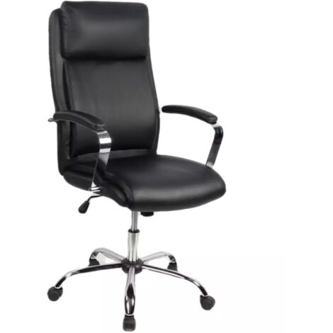 sedia ufficio "princeton" in ecopelle nera, 64x75x115-123 cm