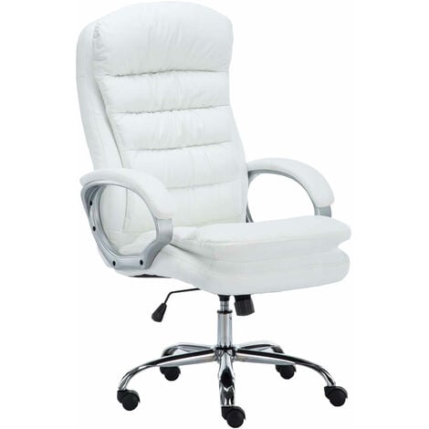 CLP Poltrona Ufficio Presidenziale Ergonomica Ufficio Bradford in  Similpelle O Stoffa I Sedia Studio Scrivania con Rotelle, Colore:Bianco