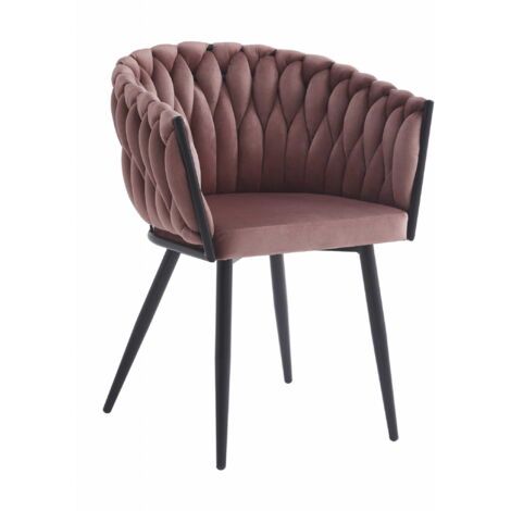 Sedia Valora MAYAN in velluto rosa scuro con gambe nere