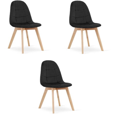 Sedia Valora NUUC in velluto nero, design ergonomico x3