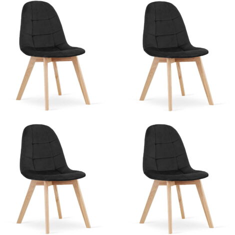 Sedia Valora NUUC in velluto nero, design ergonomico x4