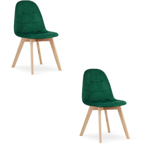 Sedia Valora NUUC in velluto verde scuro, design ergonomico x2