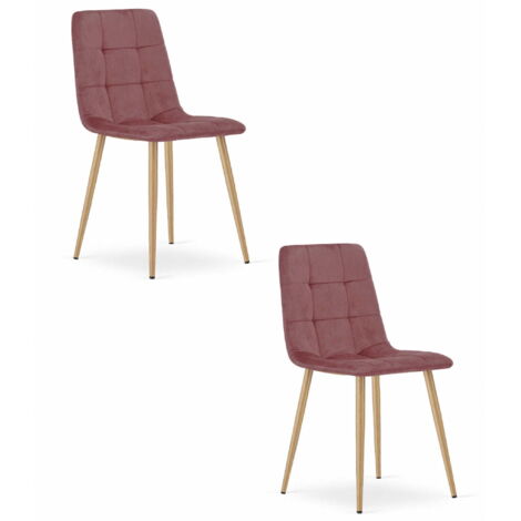 Sedia Valora PYRA velluto rosa gambe in legno design moderno x2