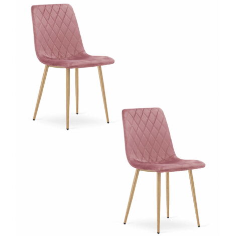 Sedia Valora TURIN rosa gambe in legno design soggiorno ergonomico x2