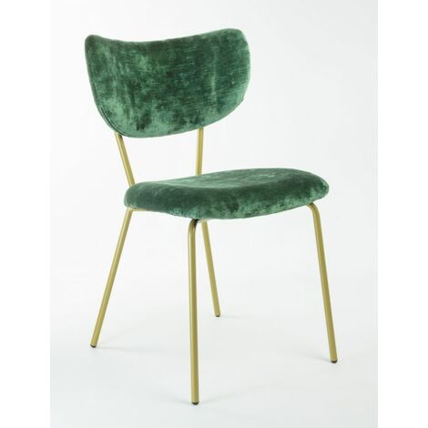 Sedia velluto imbottita Design Moderno alta qualità Made In Italy - Telaio Metallo ORO velluto pregiato 5 colori - SURI  Colore  Velluto Verde - Telaio Oro