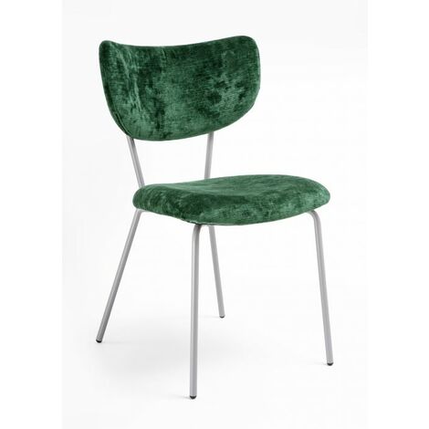 Sedia velluto imbottita Design Moderno qualità Made In Italy - Telaio Metallo GRIGIO velluto pregiato 5 colori - SURI  COLORE Velluto Verde - Telaio Grigio Opaco