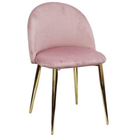 WS DESIGN Sedia Velvet in Velluto Rosa Gambe Robuste Effetto Oro
