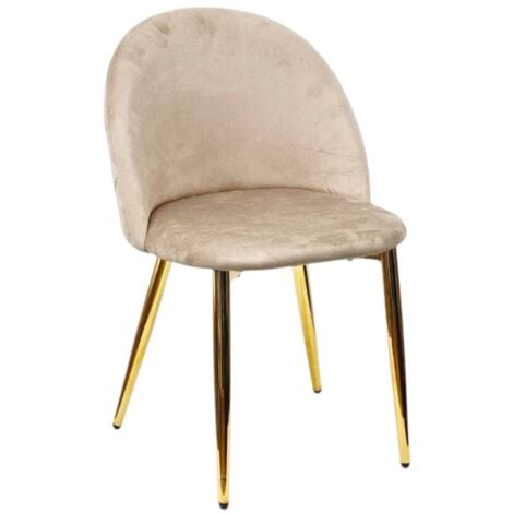 WS DESIGN Sedia Velvet in Velluto Tortora Gambe Oro