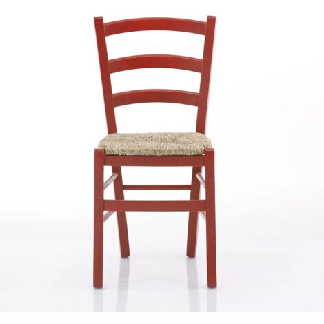 Sedia Venezia con seduta in paglia - Anilina rossa 41x45x88 seduta 46