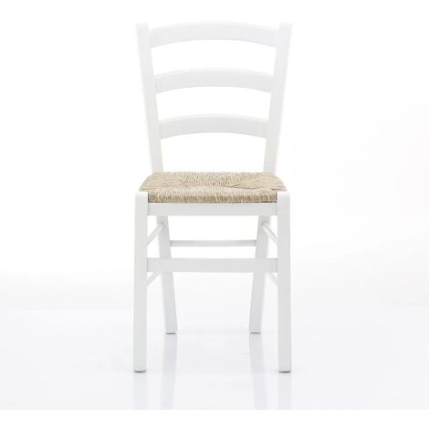 Sedia Venezia con seduta in paglia - Bianco 41x45x88 seduta 46