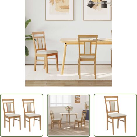 Sedia vintage -  Sedia da pranzo 2 pcs Naturale e chiaro Legno di gomma solido
