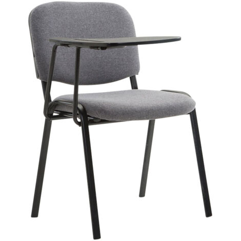 Sedia visitatore con tavolino pieghevole, scrivania in tessuto grigio, supporto in metallo nero BUR10657