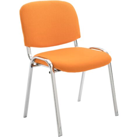 Sedia visitatore impilabile area attesa in tessuto arancio, base a 4 gambe in metallo cromato 100003372