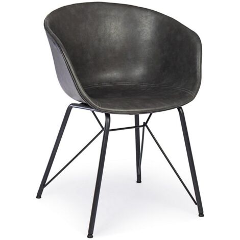 Sedia Warhol con gambe in acciaio verniciato a polvere epossidica, per arredo interno 59 x 54,5 x h 80 cm -Nero / Antracite / Confezione da 2 pezzi