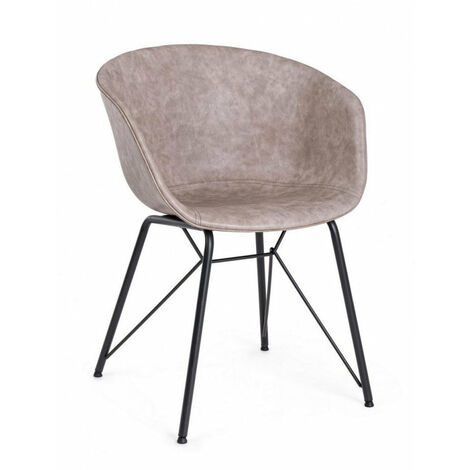 Sedia Warhol Nero Beige Vintage in Similpelle Beige