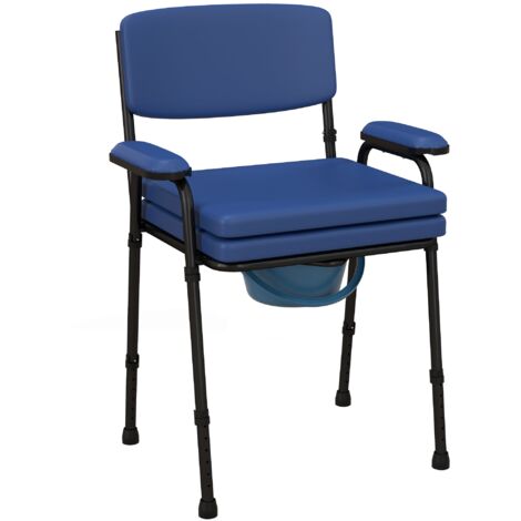 Sedia WC per Anziani e Disabili Altezza Regolabile e Secchio Rimovibile Blu