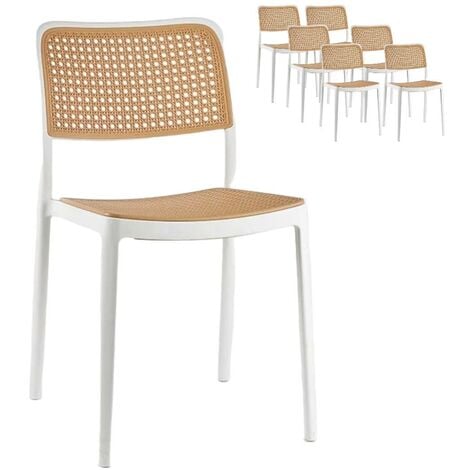 COMPRALO NEW Sedia x6 Imitazione Rattan Ristorante Bianco Morano