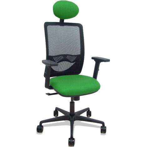 Sedia Zulema sincro maglia nera sedile verde bali sedile 2D braccioli rotelle 65mm poggiatesta