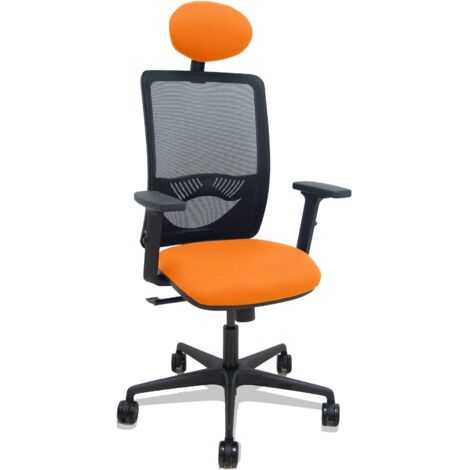 Sedia Zulema synchro in rete nera sedile nero arancione bali braccioli 2D rotelle 65 mm poggiatesta