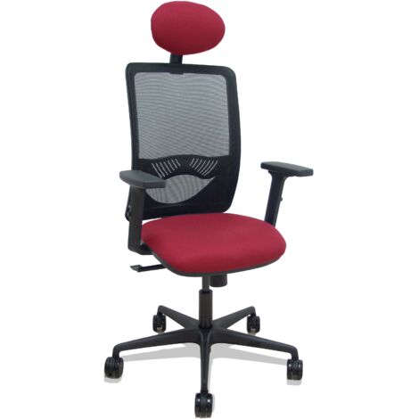 Sedia Zulema synchro rete nera sedile bali maroon sedile maroon 2D braccioli rotelle 65 mm poggiatesta