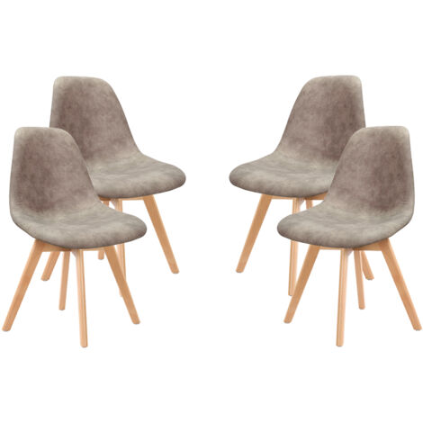 SEDIE 4 PZ DA ARREDO DARK GREY CON STRUTTURA IN LEGNO E SEDUTA MORBIDA