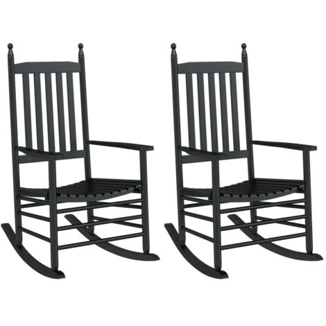 Sedie a Dondolo Sedute Curve 2 pz Nere Legno Massello Pioppo vidaXL