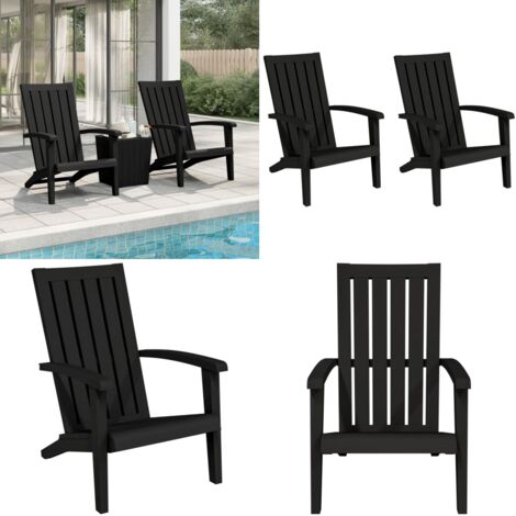 Sedie Adirondack da Giardino 2 pz in Polipropilene Nero - Sedie da esterno - Sedie in polipropilene