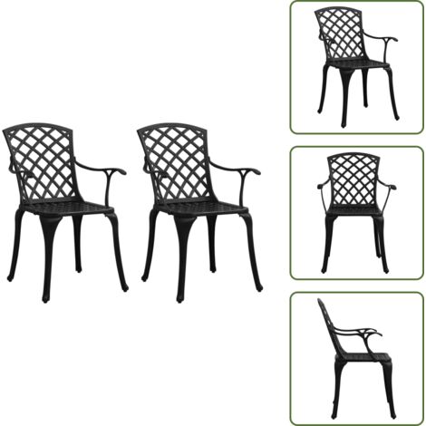 Sedie all'aperto - vidaXL Sedie da Giardino 2 pz in Alluminio Pressofuso Nero - Sedie ergonomiche