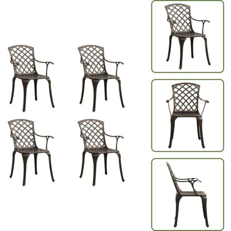 Sedie all'aperto - vidaXL Sedie da Giardino 4 pz in Alluminio Pressofuso Bronzo - Sedie per giardino