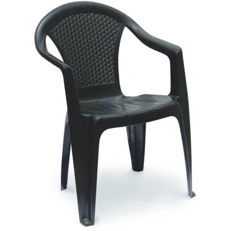 Sedie con braccioli in resina antracite effetto rattan Poltrone seduta per interno esterno terrazza giardino pub bar hotel