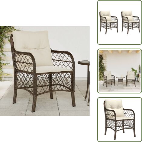 Sedie con cuscini - vidaXL Sedie da Giardino con Cuscini 2 pz Marroni in Polyrattan - Rattan PE