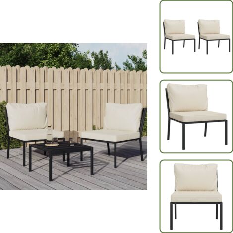 Sedie con cuscini - vidaXL Sedie da Giardino con Cuscini Sabbia 2pz 60x74x79 cm Acciaio - Sedie esterne