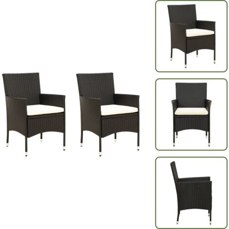 Sedie con cuscino - vidaXL Sedie da Giardino 2 pz con Cuscini in Polyrattan Nere - Sedie da esterno