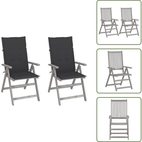 Sedie con cuscino - vidaXL Sedie da Giardino Reclinabili 2pz con Cuscini Massello Acacia - Sedie da esterno
