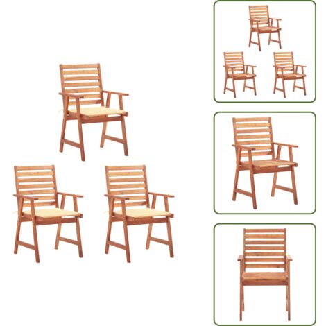 Sedie con cuscino - vidaXL Sedie da Pranzo da Esterni con Cuscini 3 pz Massello di Acacia - Sedie da terrazza