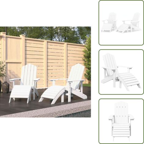 Sedie con poggiapiedi - vidaXL Sedie da Giardino Adirondack 2 pz con Poggiapiedi HDPE Bianco - Polietilene ad alta densità